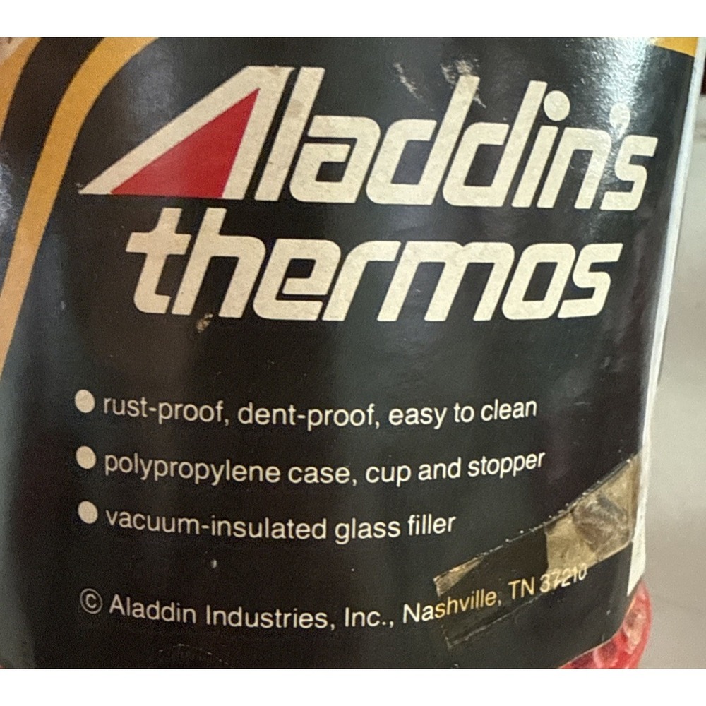 Aladdin Thermos Red Black Plaid Checkered 1 Quart Vintage Made USA NEW - Picture 4 of 10